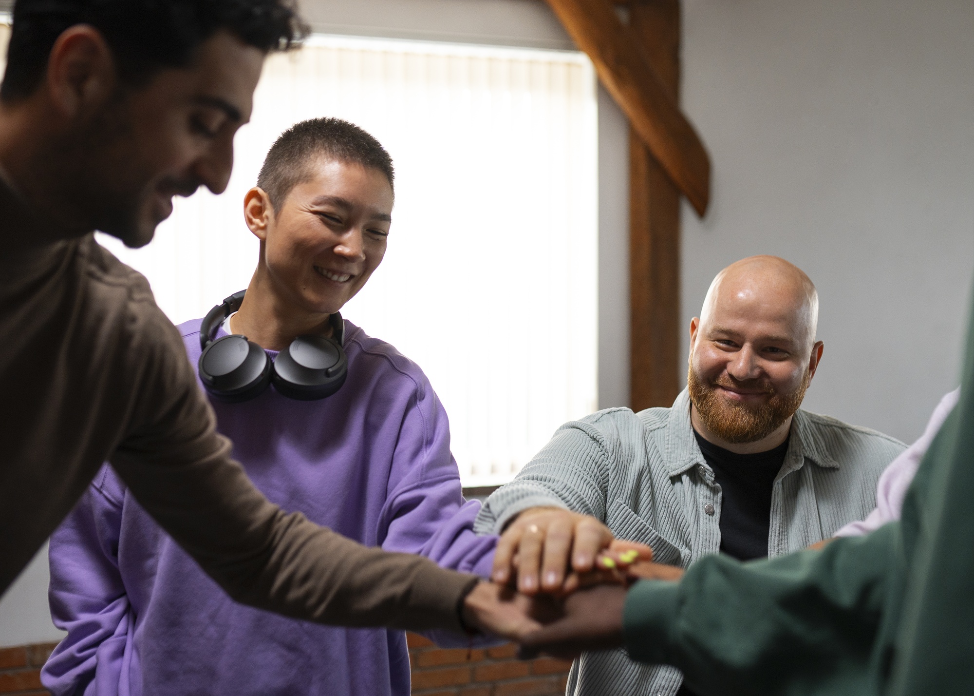 Community support worker helping family with paperwork