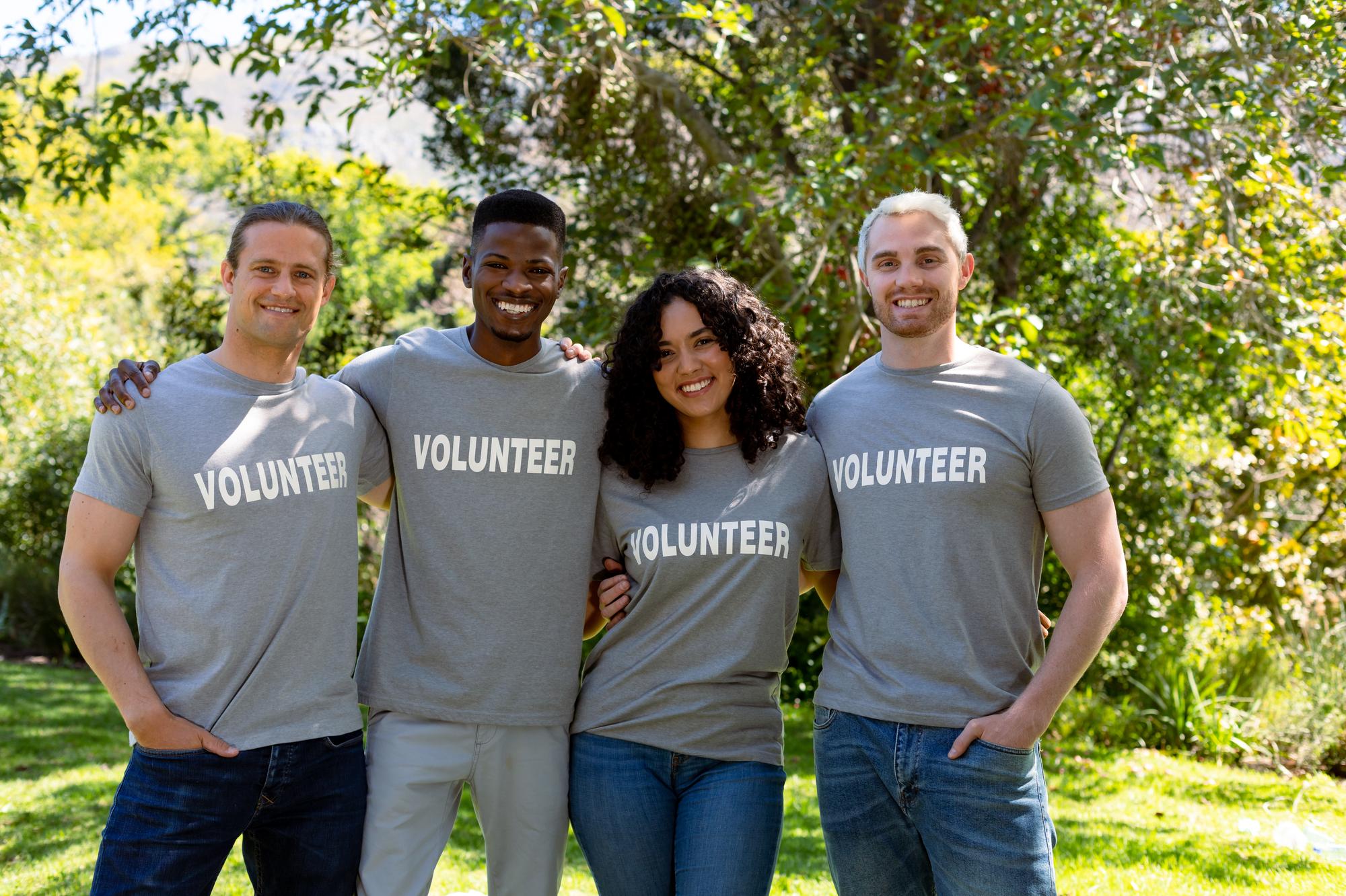 Volunteers working together at community event